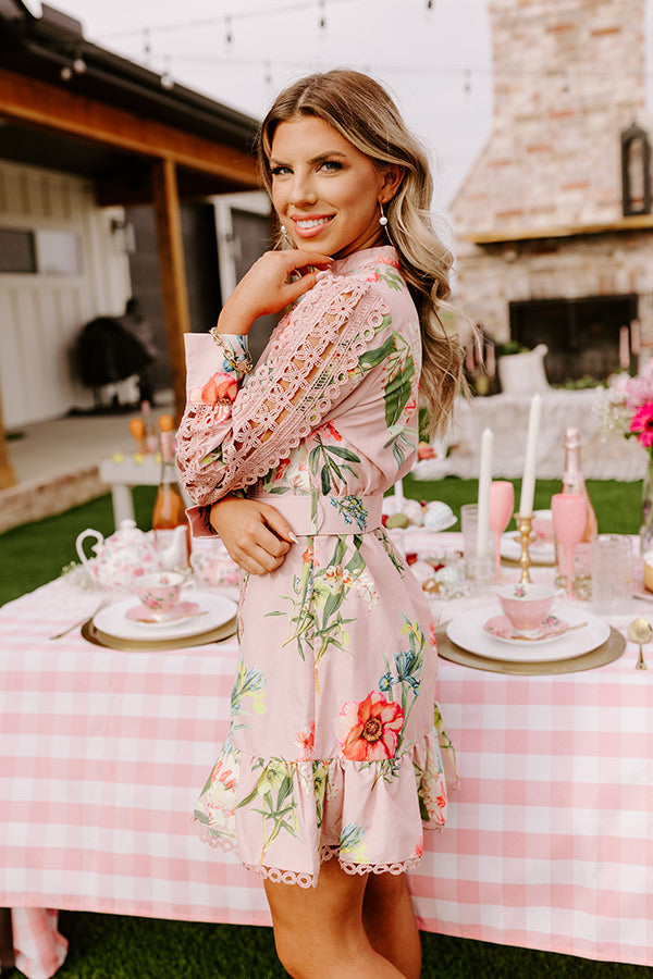 Floral Dawn Crochet Dress In Pink Image - 4