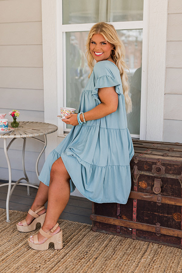 Ready To Party Babydoll Dress In Ocean Wave Curves Image - 4