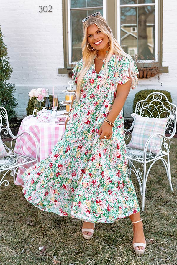 Happiest Days Floral Midi In Green Curves Image - 1