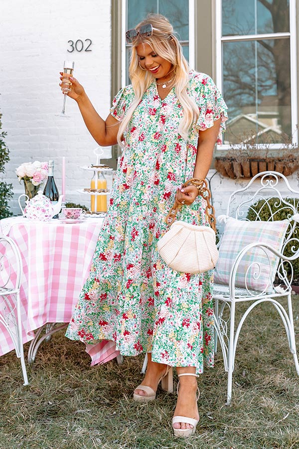 Happiest Days Floral Midi In Green Curves Image - 5