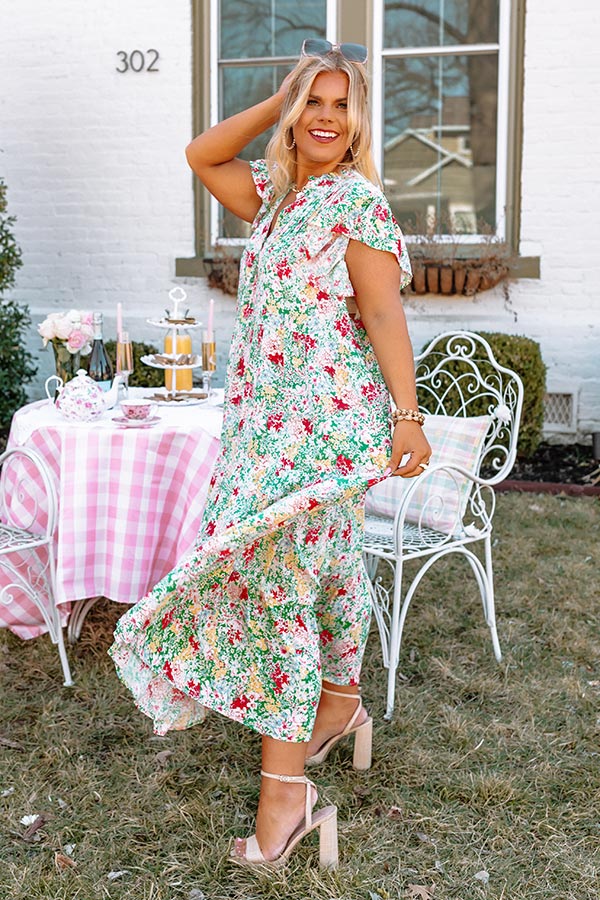 Happiest Days Floral Midi In Green Curves Image - 3