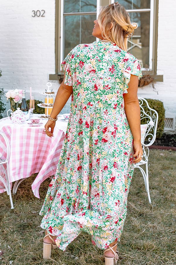Happiest Days Floral Midi In Green Curves Image - 4