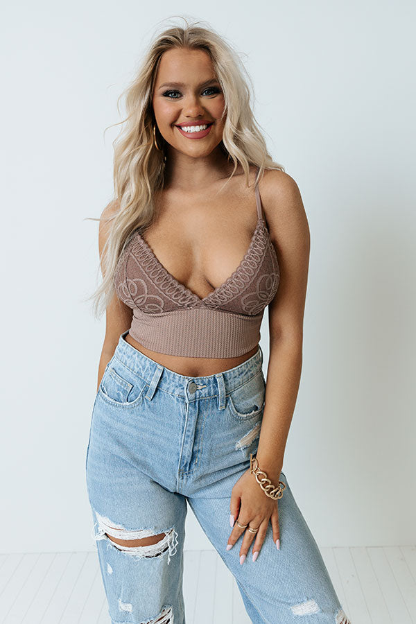 Unwind And Relax Lace Bralette In Mocha
