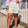 The Posha High Waist Distressed Shorts In Ivory Curves Image - 1