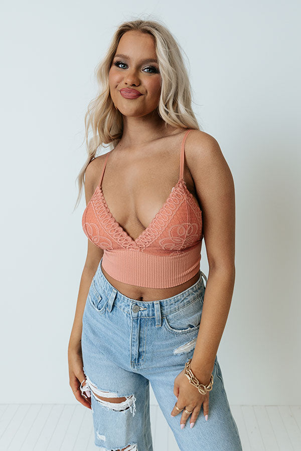 Unwind And Relax Lace Bralette In Coral