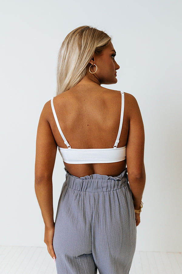 Back To Basics Seamless Ribbed Bralette In White • Impressions Online  Boutique