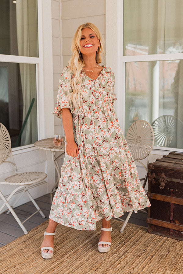 Telling The Truth Floral Midi Curves Image - 5