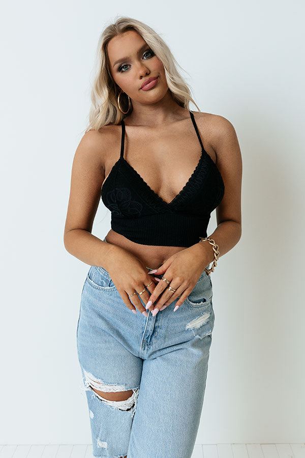 Unwind And Relax Lace Bralette In Black