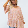 Floral Faith Shift Top In Light Latte Curves Image - 1