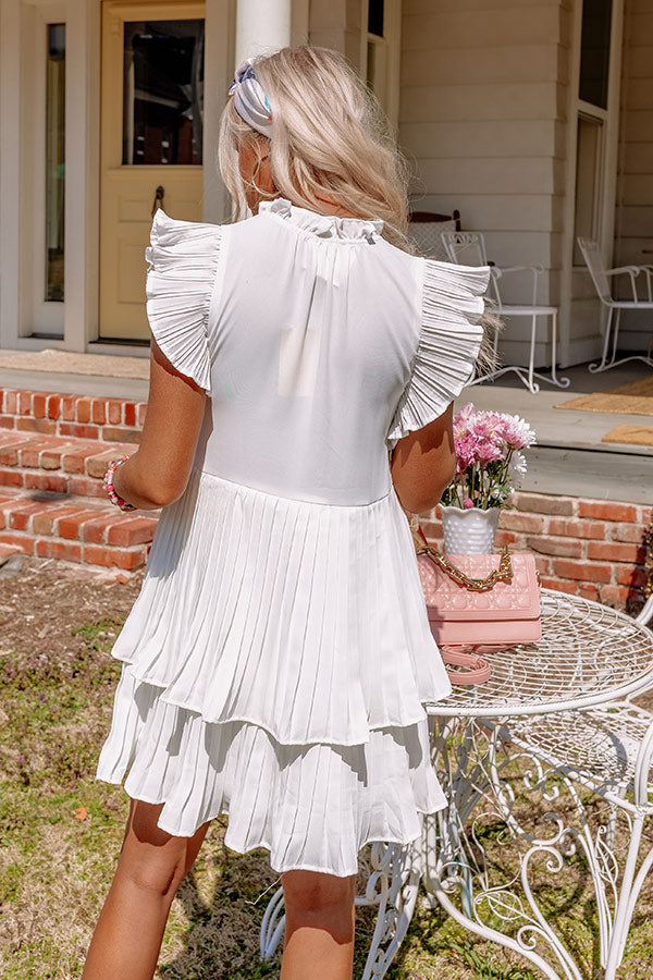 After Work Social Pleated Dress In White Image - 5