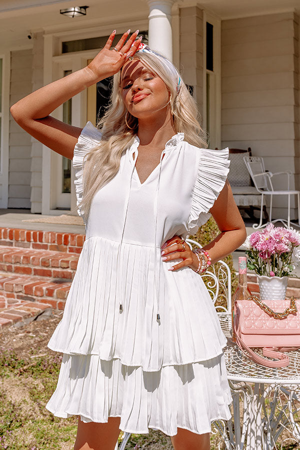 After Work Social Pleated Dress In White Image - 2
