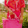 Sailing Away Canvas Tote In Hot Pink Image - 1