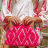 Vitamin Sea For Me Woven Clutch In Hot Pink Image - 1