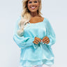 Truly Chic Satin Shift Top In Aqua Curves Image - 1