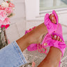 The Posha Faux Suede Heel In Hot Pink Image - 1
