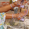 The Avette Faux Leather Lace Up Heel In Lavender Image - 1