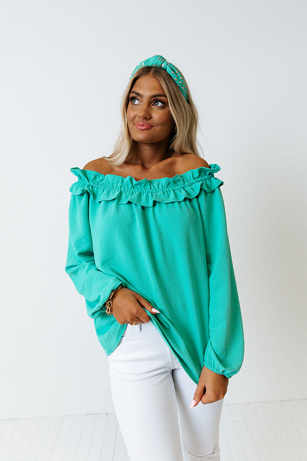 Ray Of Sun Off Shoulder Top In Green