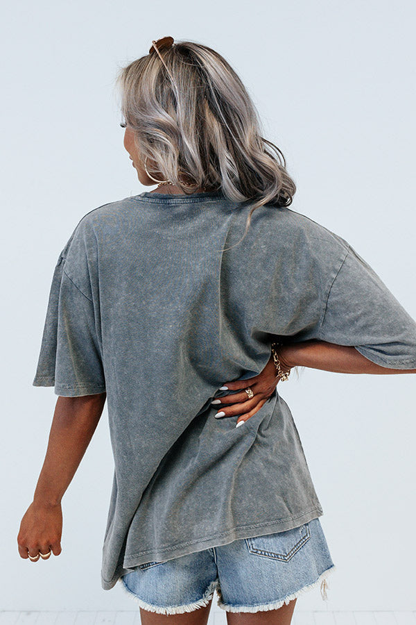 Blame It On My Roots Mineral Wash Graphic Tee in Grey Image - 4