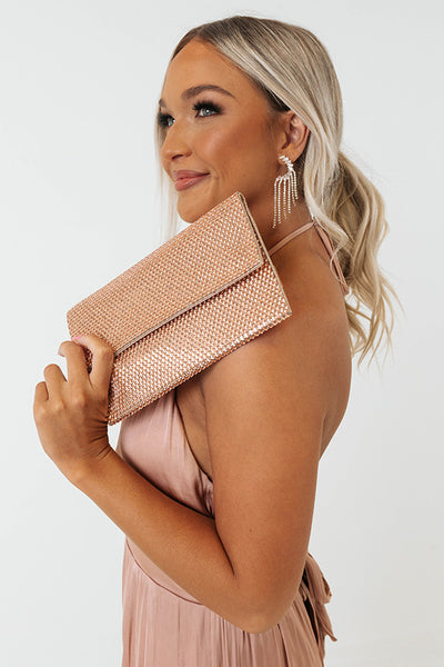 All The Way Embellished Clutch In Tan • Impressions Online Boutique