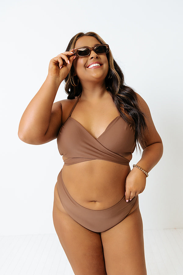 Sandy Seaside High Waist Bikini Bottom in Chocolate Curves