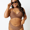 Sandy Seaside Wrap Bikini Top in Chocolate Curves Image - 1