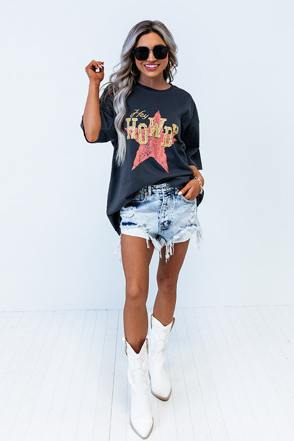 Howdy Star Vintage Graphic Oversized Tee Image - 4