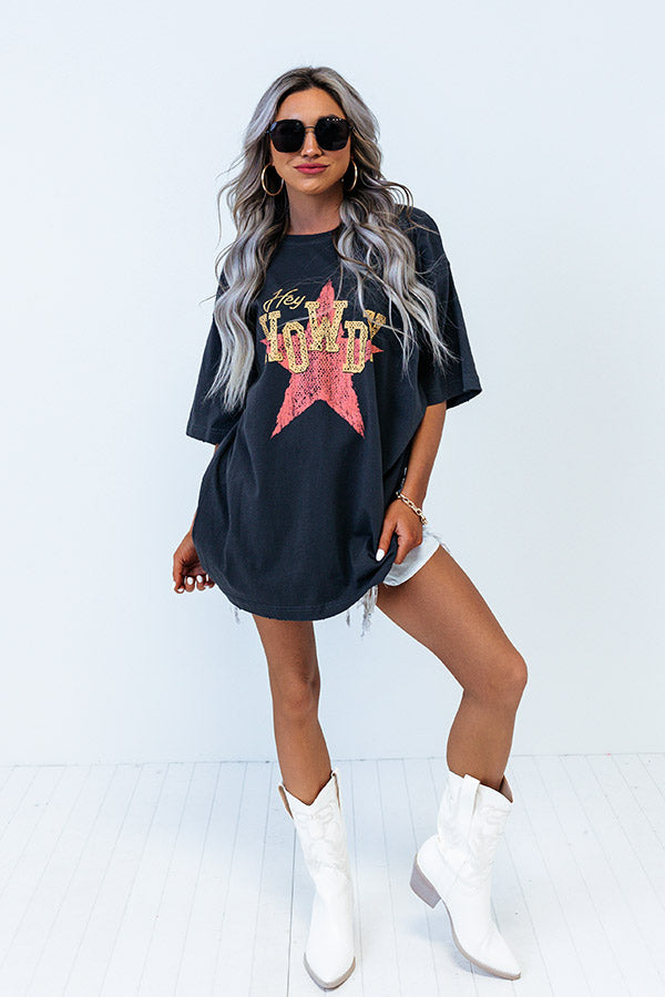 Howdy Star Vintage Graphic Oversized Tee Image - 1