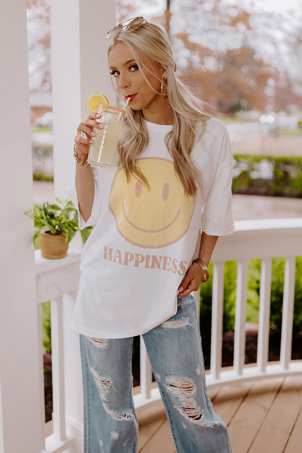 Happiness Vintage Graphic Oversized Tee Image - 1