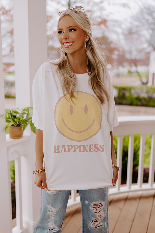 Happiness Vintage Graphic Oversized Tee Image - 1