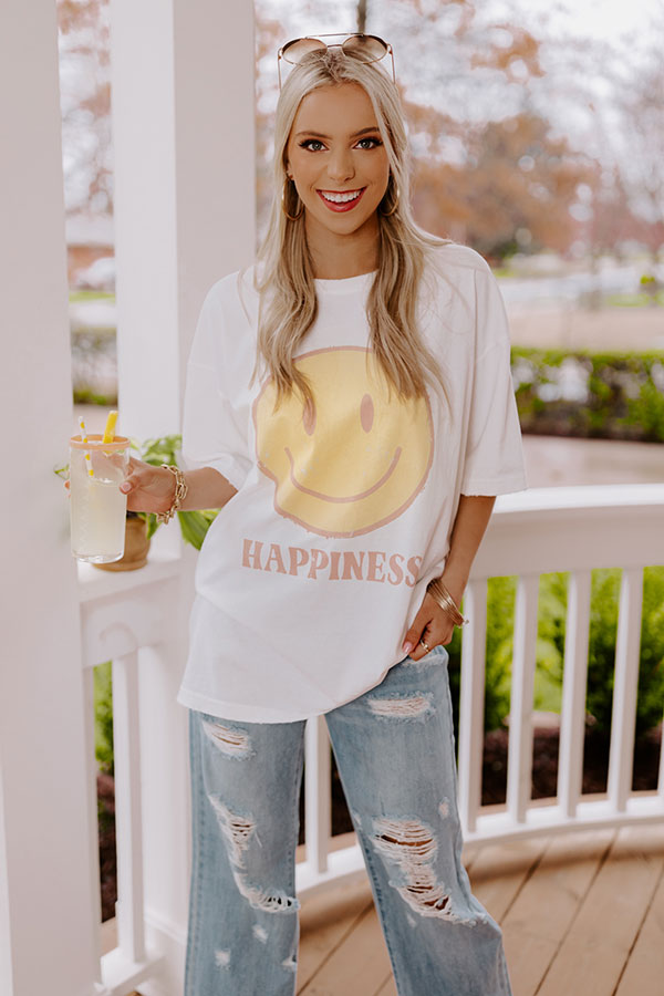 Happiness Vintage Graphic Oversized Tee Image - 1