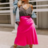 Fashion Talks Satin Skirt In Fuchsia Curves Image - 1