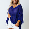 Beautiful Beach Waves Knit Top In Royal Blue Curves Image - 1