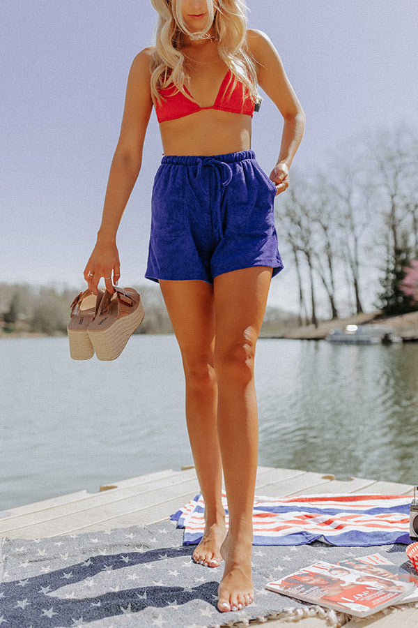 Boat Life Terry Cloth Shorts In Royal Blue