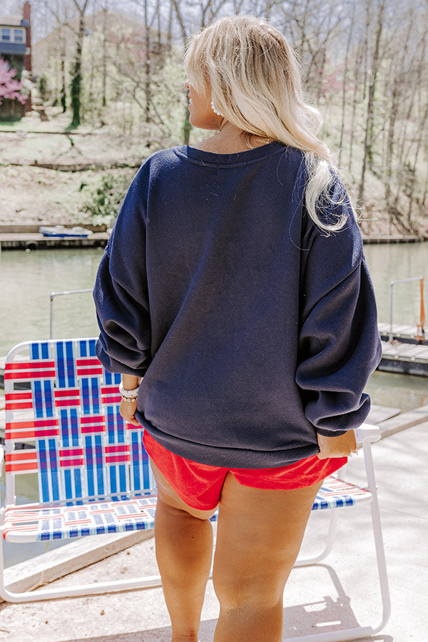 USA Graphic Sweatshirt In Navy Curves Image - 4