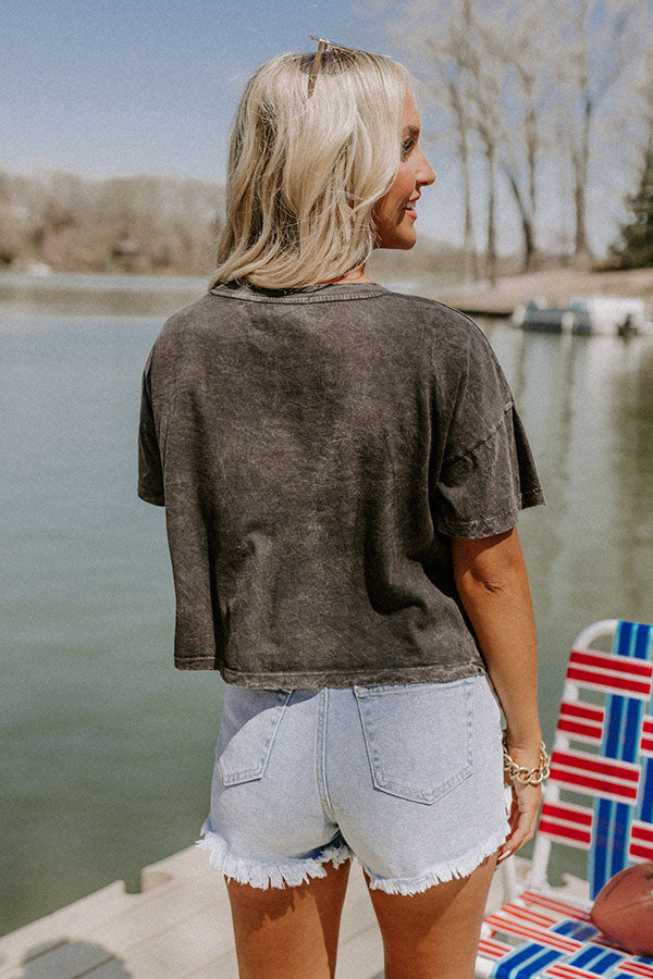 Land Of The Free Vintage-Wash Cropped Graphic Tee Image - 1