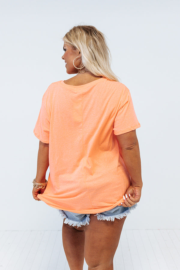 See You Around Shift Tee In Neon Coral Curves Image - 5