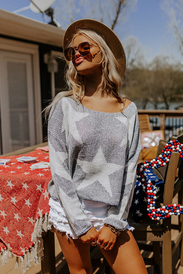 Star Spangled Kisses Knit Sweater In Navy