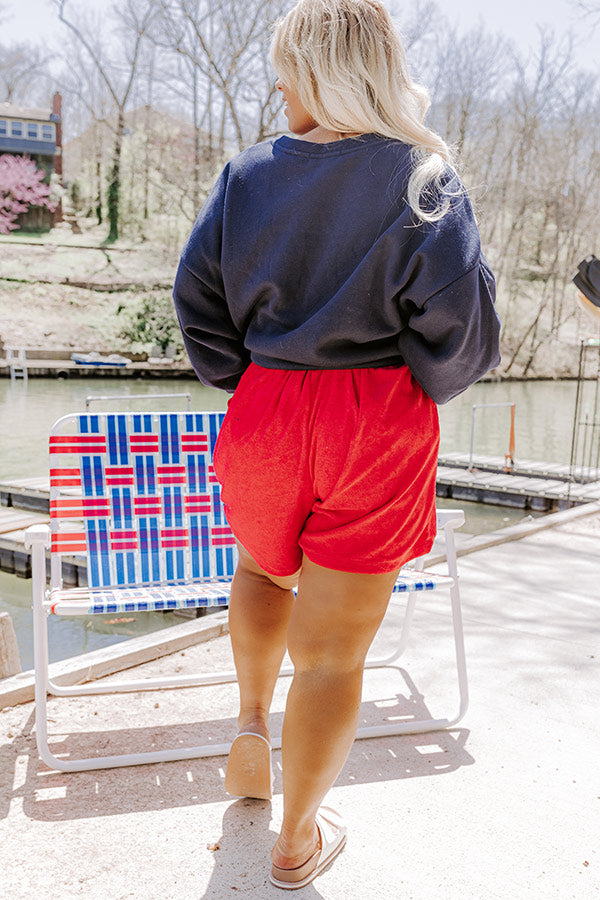 Boat Life Terry Cloth Shorts In Red Curves Image - 4