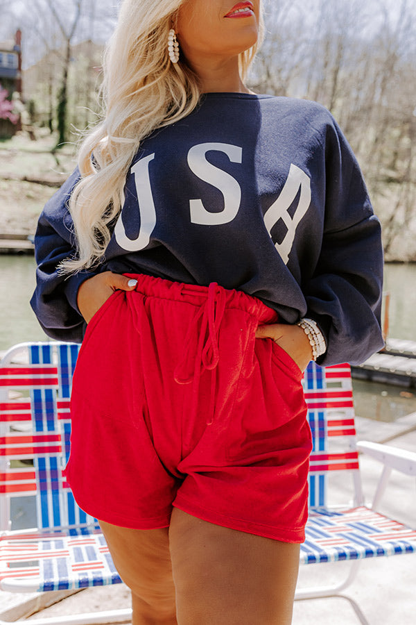 Boat Life Terry Cloth Shorts In Red Curves Image - 1