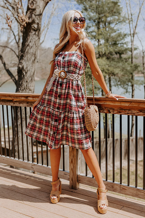 In First Place Plaid Midi