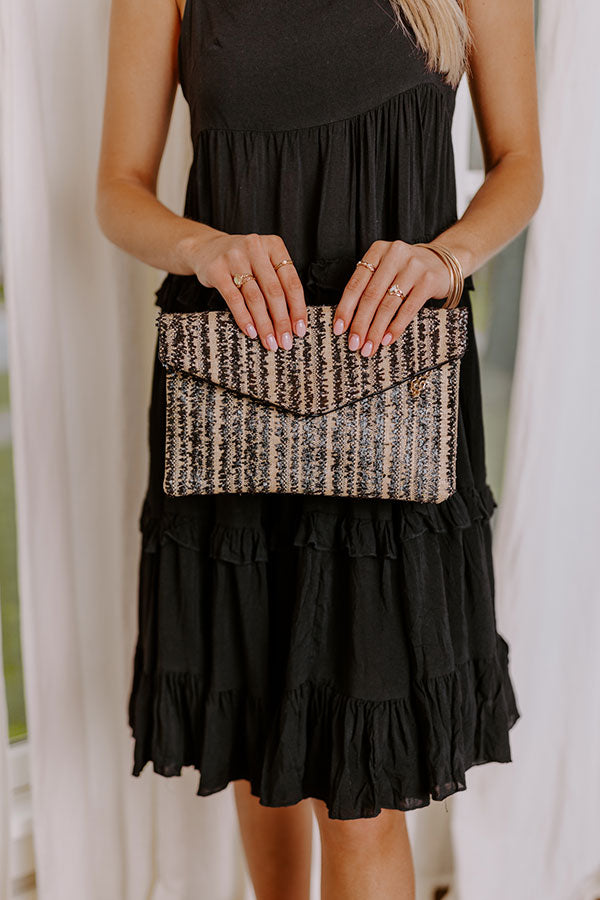 Tell You Something Woven Clutch In Black