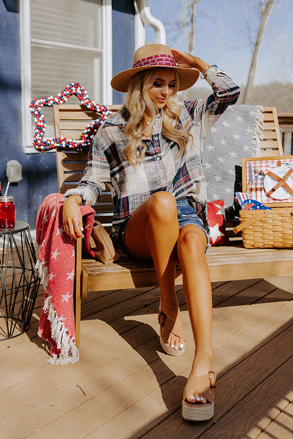 Around The Boardwalk Plaid Button Up In Navy Image - 2