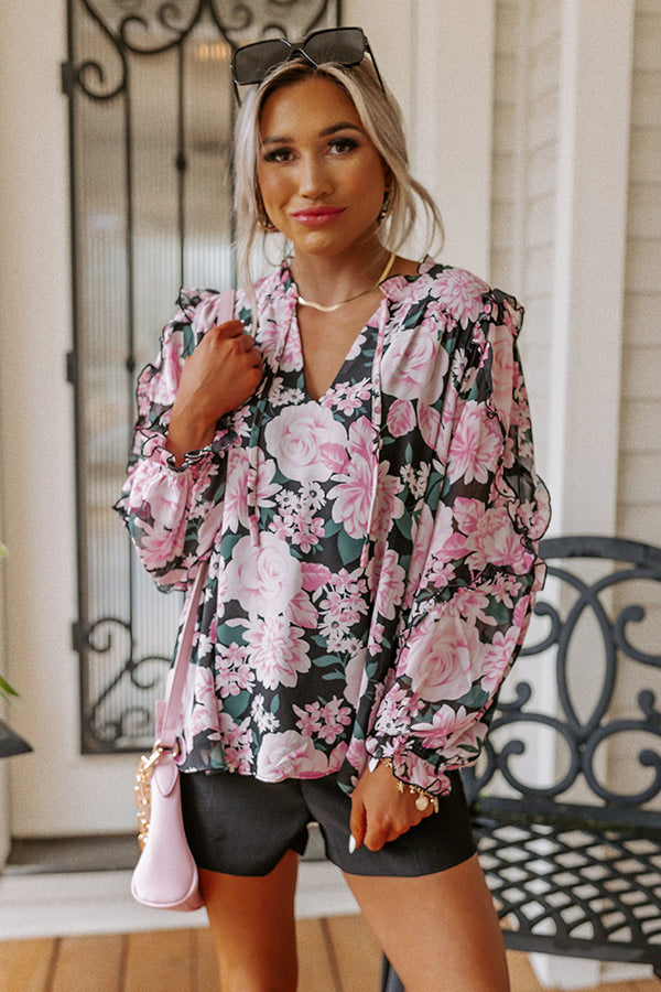 Sugary Sweet Floral Shift Top In Pink