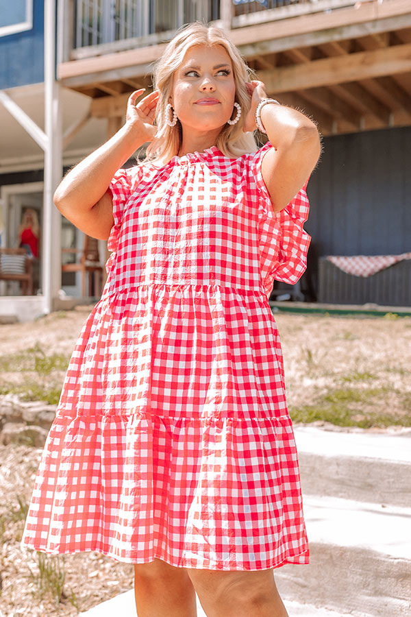 Sparklers And Spritzers Gingham Dress In Scarlet Curves Image - 2