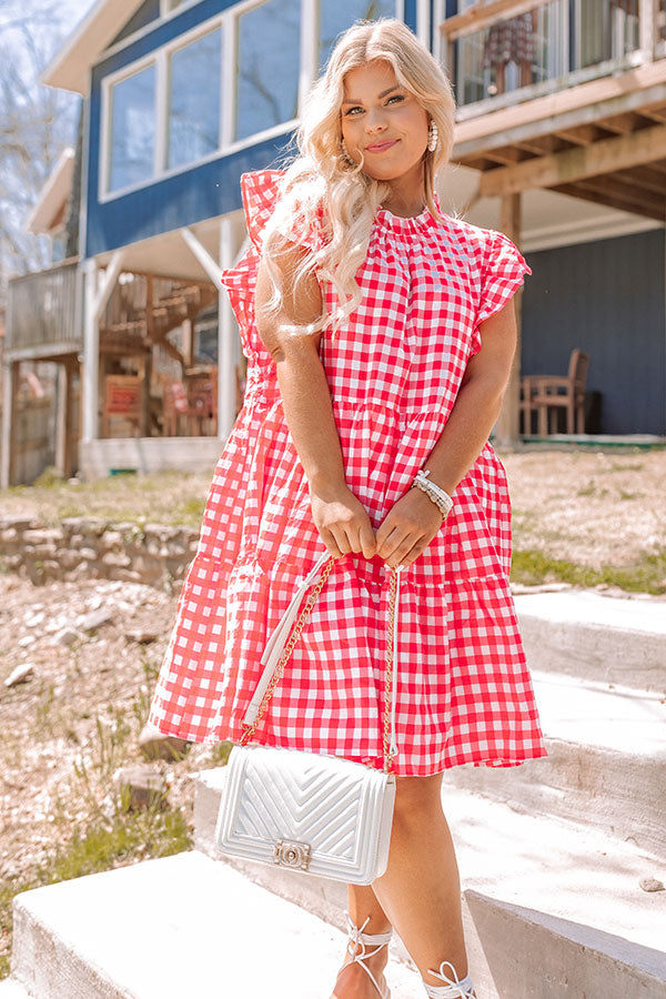 Sparklers And Spritzers Gingham Dress In Scarlet Curves Image - 5