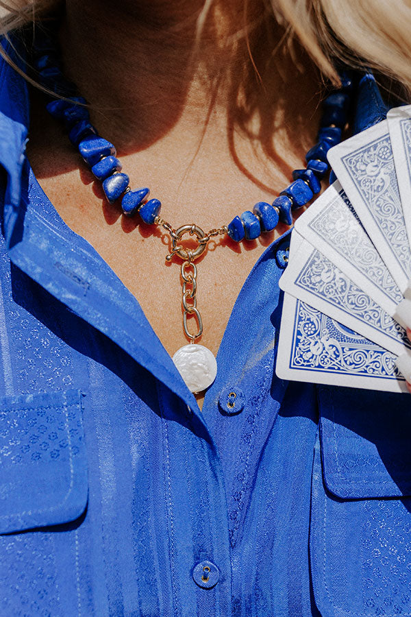 Sea The Best Semi Precious Necklace In Royal Blue Image - 2