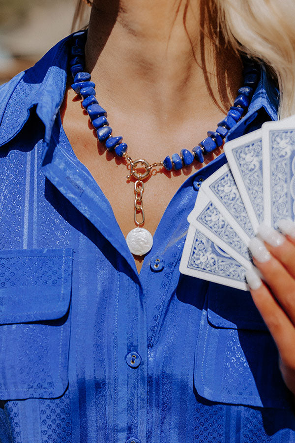 Sea The Best Semi Precious Necklace In Royal Blue Image - 3