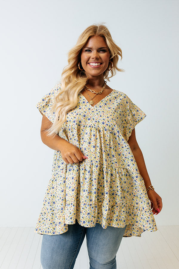 Garden Gorgeous Babydoll Top In Primrose Yellow Curves Image - 2