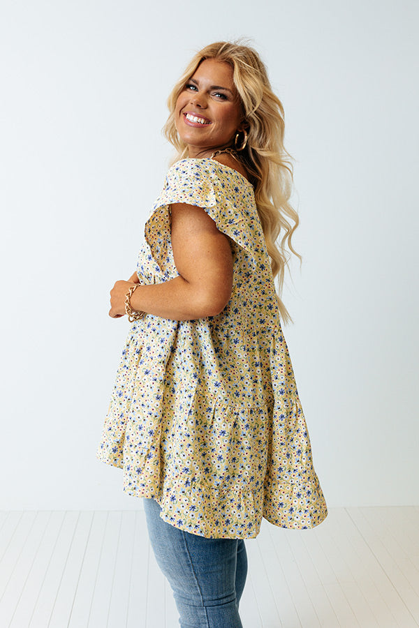 Garden Gorgeous Babydoll Top In Primrose Yellow Curves Image - 4