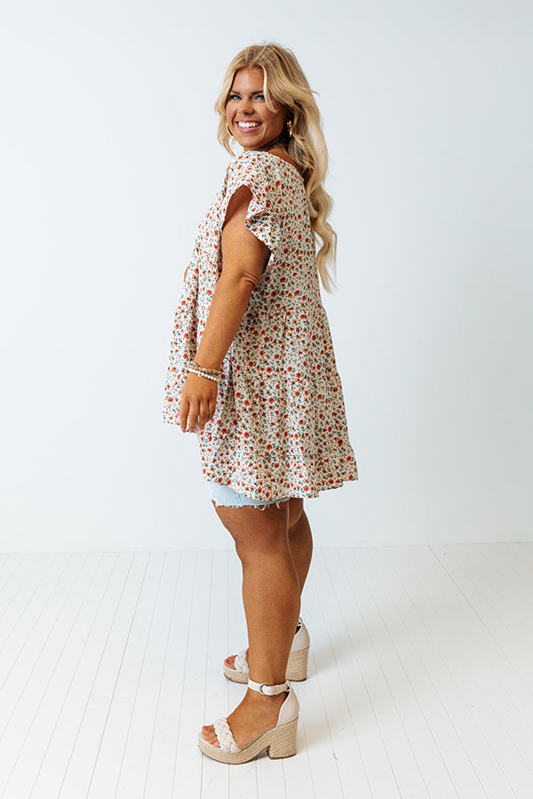 Garden Gorgeous Babydoll Top In Ivory Curves Image - 3